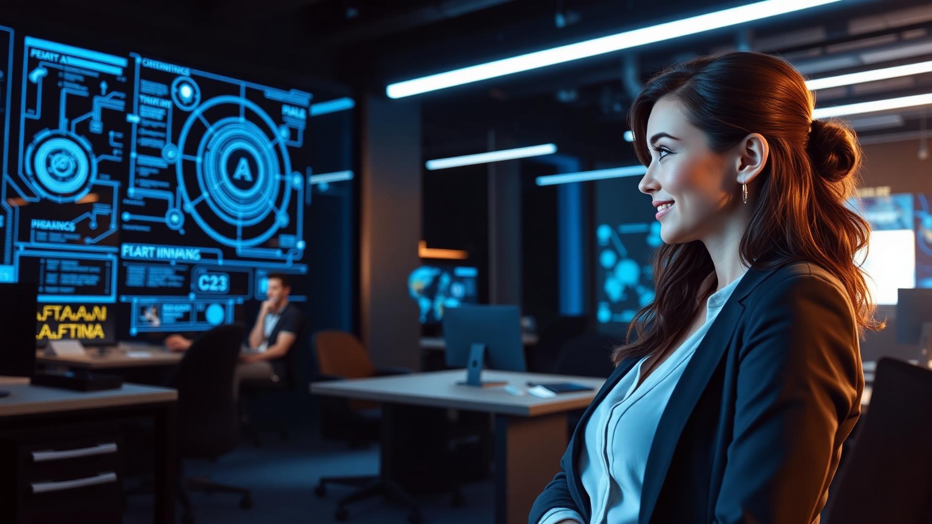 AI automation professional in a futuristic operations center