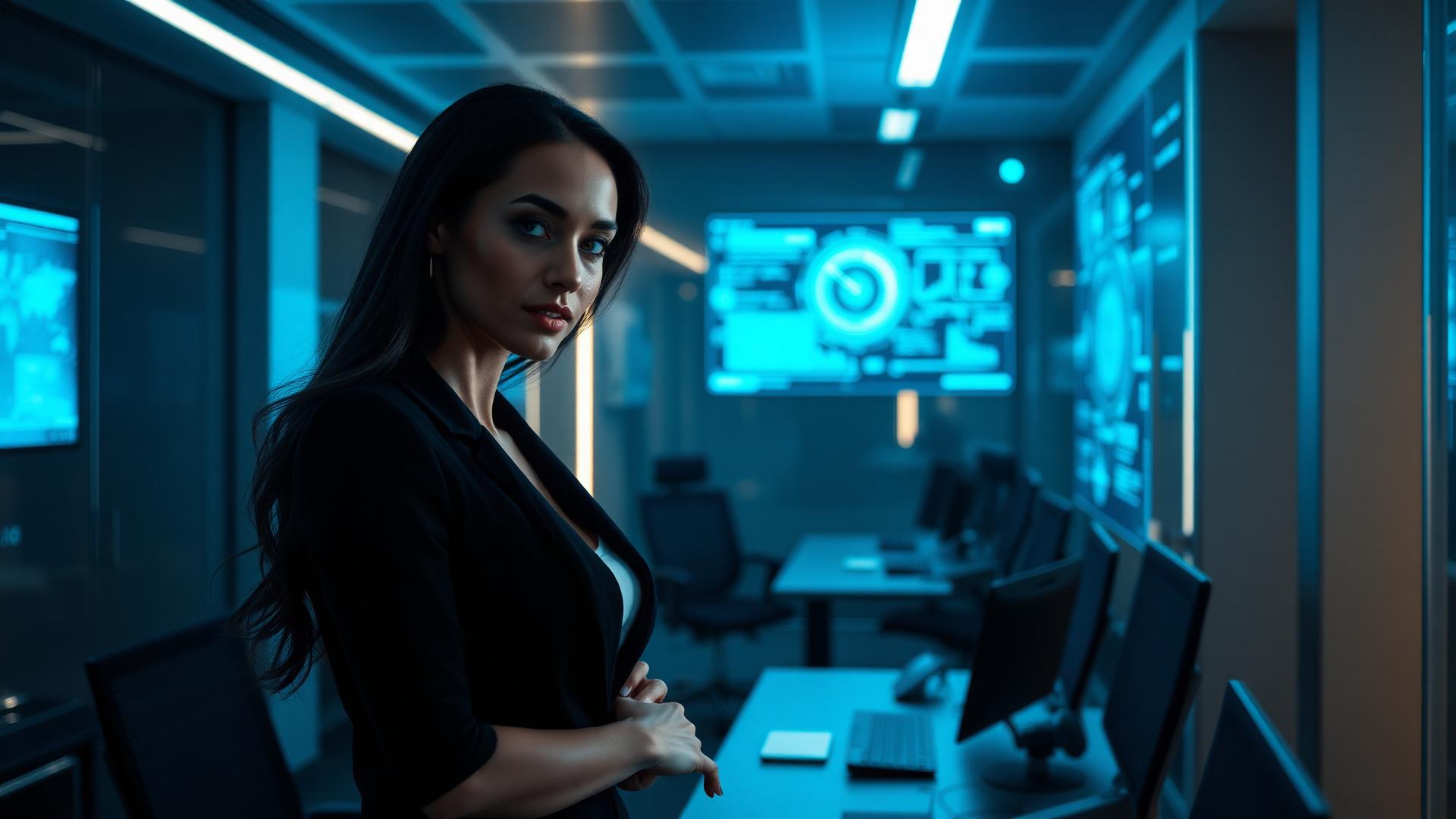 AI automation professional in a futuristic operations center