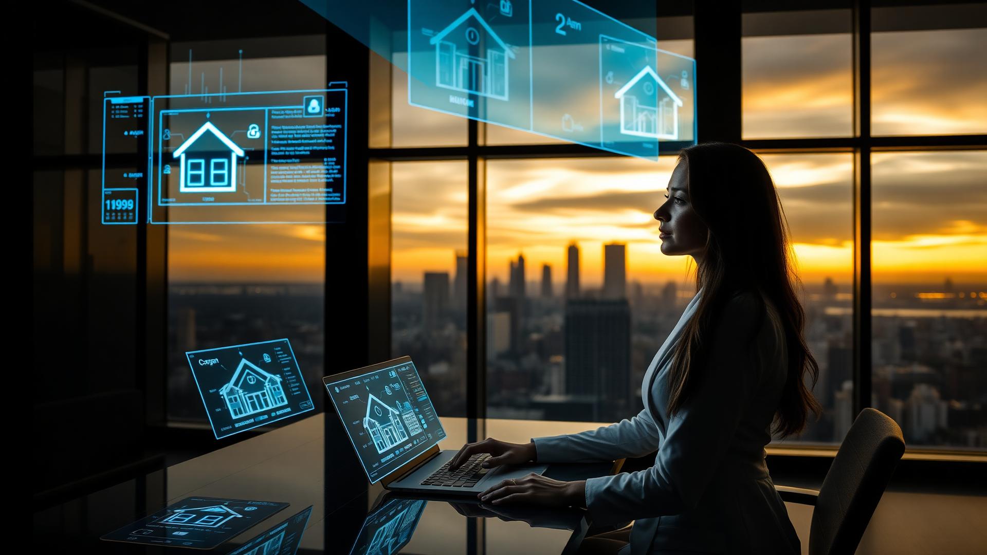 Real estate professional using AI-powered property analytics