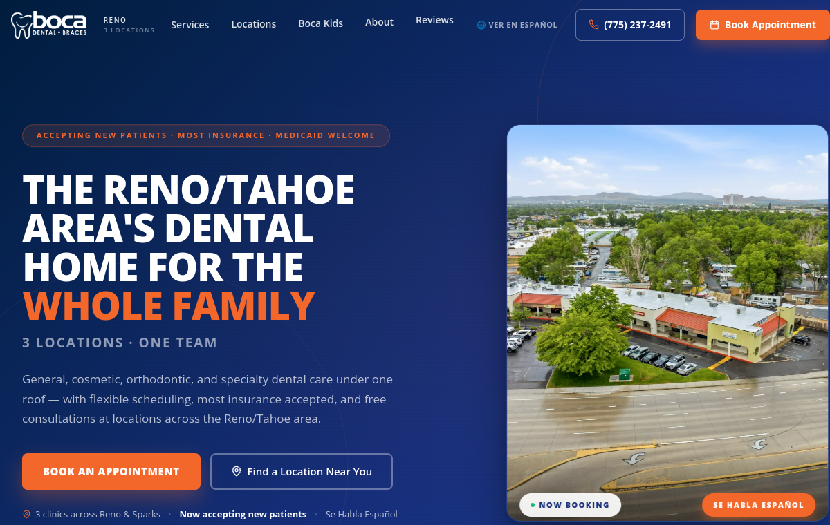 Boca Dental & Braces — Reno / Tahoe — work by DataStackLogic